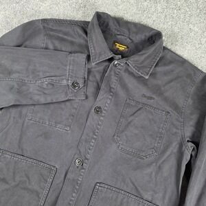 Seager Chore Coat Men Large Black Cotton Twill Workwear Jacket Utility Pocket